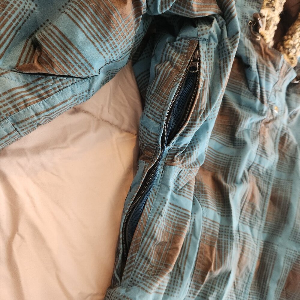 Roxy plaid snowboarding ski snow mobile jacket coat fur - Picture 10 of 15